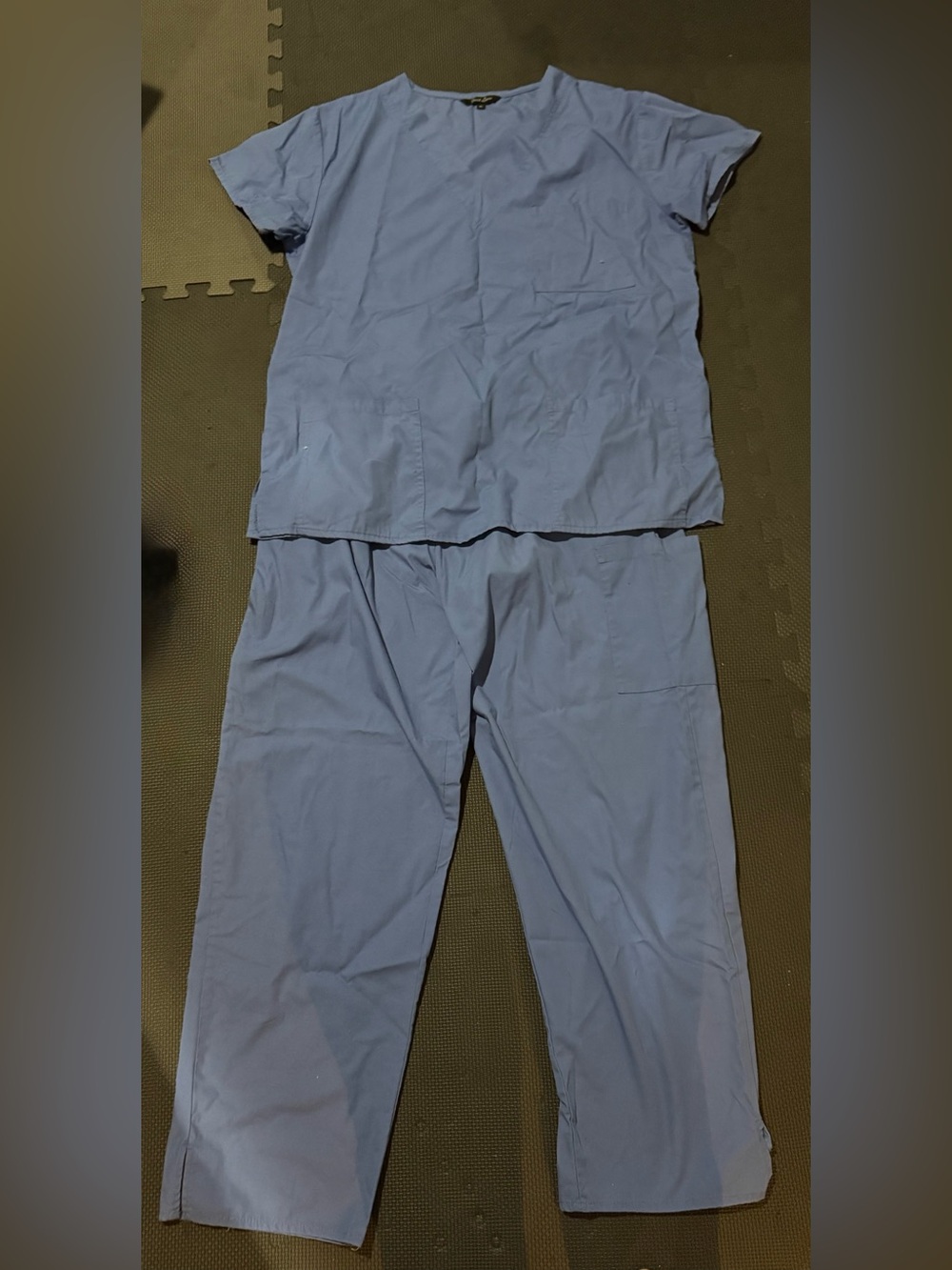 Light Blue Medical Scrub Top & Pants Set